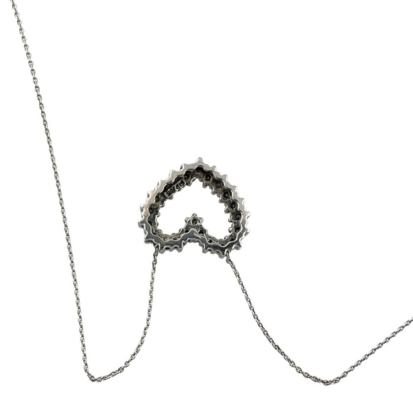 Vintage 14 Karat White Gold Diamond Heart Pendant Necklace #13732 - Picture 3 of 10